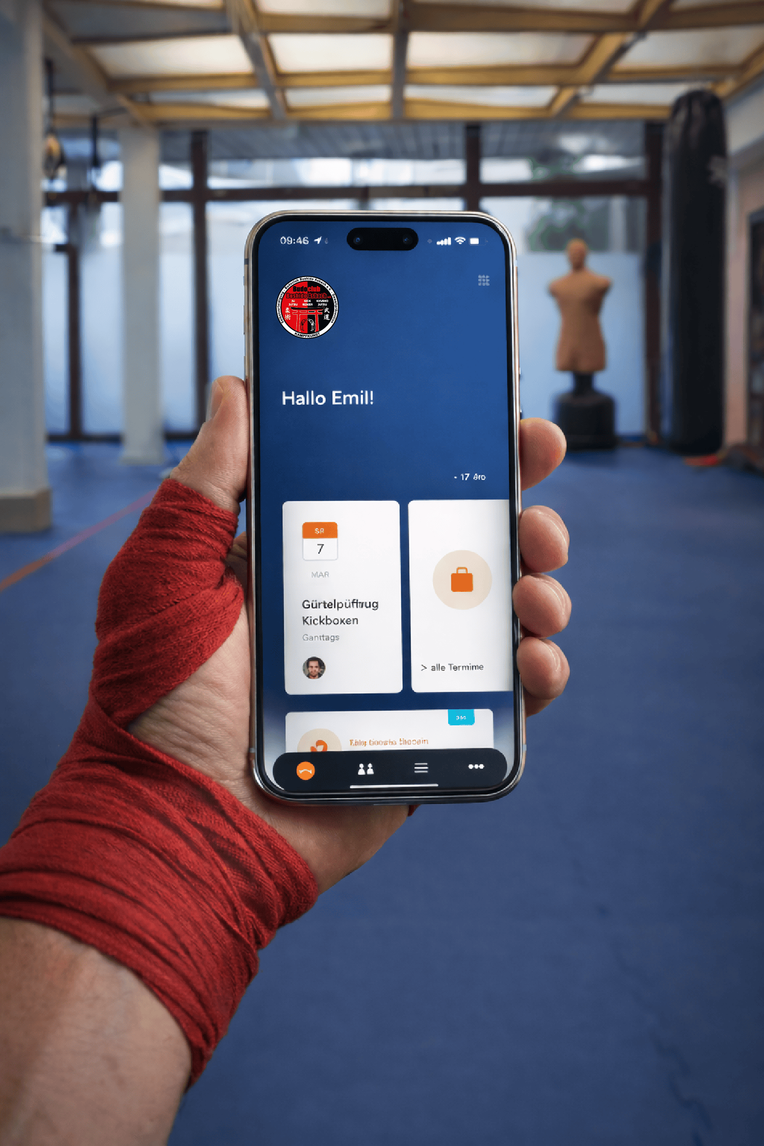Bildschirm der Budoclub MeinVerein-App