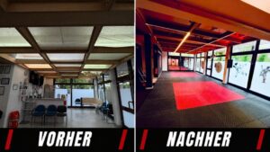 Vorher-Nachher-Vergleich der Dojo-Renovierung im Budoclub Bushido Asbach